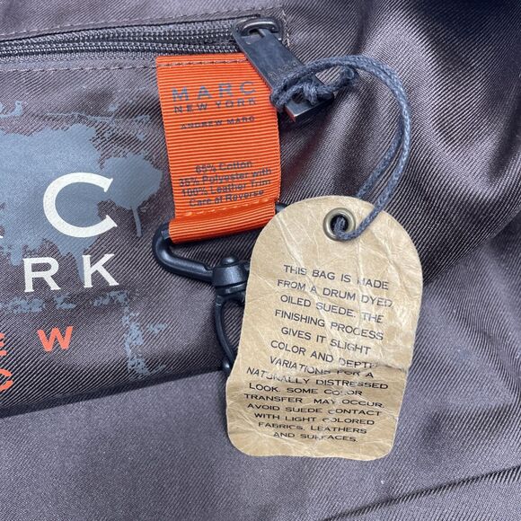 Marc New York Andrew Marc Suede/Canvas Duffle Bag Weekender Travel Bag NO STRAP - Picture 7 of 9